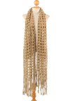 ผ้าพันคอไหมพรมตาข่าย  - Large Cable-Knit Soft Wool Scarf