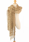 ผ้าพันคอไหมพรมตาข่าย  - Large Cable-Knit Soft Wool Scarf