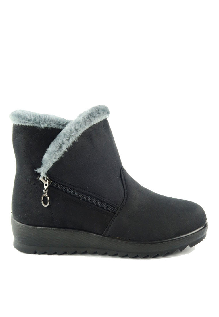 รองเท้าบูทกันหนาว บุขนด้านในอุ่นถึงติดลบ No.915 - Winter Faux Suede Zipper  Fur Lined Ankle Boots