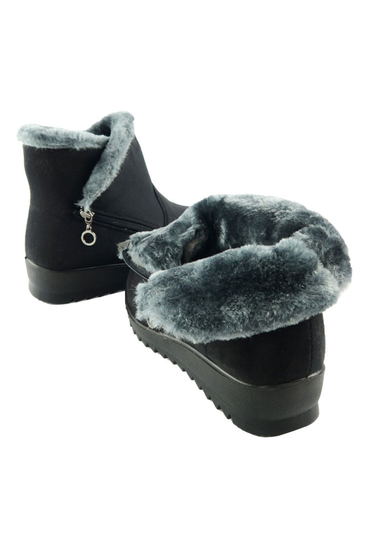 รองเท้าบูทกันหนาว บุขนด้านในอุ่นถึงติดลบ No.915 - Winter Faux Suede Zipper  Fur Lined Ankle Boots