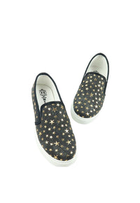 รองเท้าส้นแบนผ้าแคนวาส No.1565 - Gold Star Denim Canvas Flats Shoes