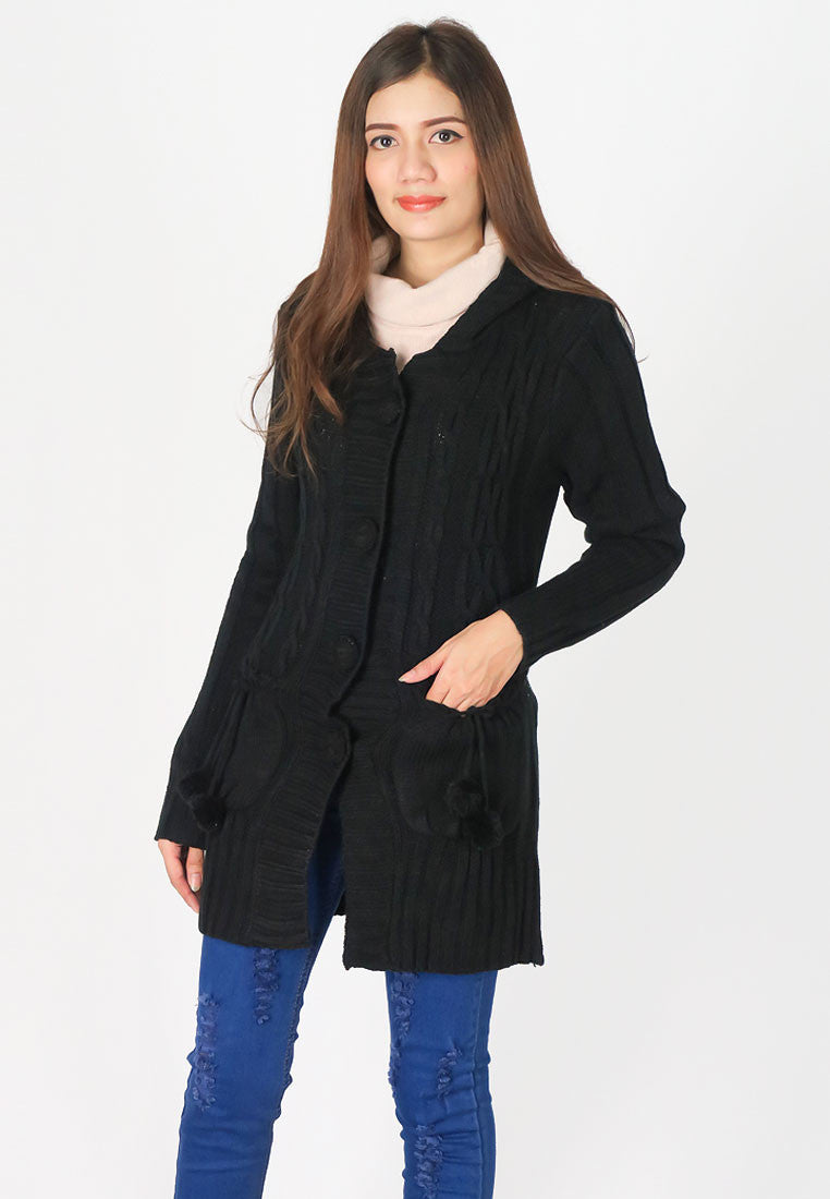 เสื้อโค้ทไหมพรมกันหนาว - Cable Knit Wool Sweater Coat