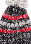 หมวกไหมพรมโบฮีเมียนลายเส้นมีปอม - Bohemian Stripe Crochet Knit Slouchy Pom Pom Beanie Winter Hat