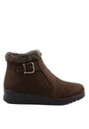 รองเท้าบูทหนังกำมะหยี่แต่งเข็มขัด No.312 - Faux Fur Snow Suede Flat Ankle Boots