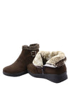 รองเท้าบูทหนังกำมะหยี่แต่งเข็มขัด No.312 - Faux Fur Snow Suede Flat Ankle Boots