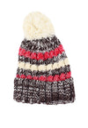 หมวกไหมพรมโบฮีเมียนลายเส้นมีปอม - Bohemian Stripe Crochet Knit Slouchy Pom Pom Beanie Winter Hat