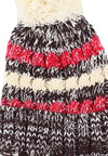 หมวกไหมพรมโบฮีเมียนลายเส้นมีปอม - Bohemian Stripe Crochet Knit Slouchy Pom Pom Beanie Winter Hat