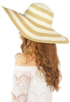 หมวกสานปีกกว้างชายทะเลลายเส้น - Summer Striped Straw Hat Floppy Big Brim Hat