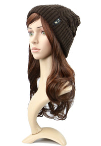 หมวกไหมพรมถักลายเปีย บุขนด้านใน H012- Unisex Cable Knit Fleece Lining Knit Beanie Ski Hat