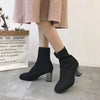 รองเท้าบูทแฟชั่นส้นสูง - Pointed Toe Mid Heel Ankle Boots