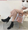 รองเท้าบูทแฟชั่นส้นสูง - Pointed Toe Mid Heel Ankle Boots