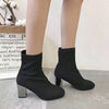 รองเท้าบูทแฟชั่นส้นสูง - Pointed Toe Mid Heel Ankle Boots