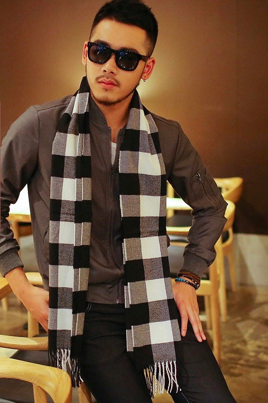 ผ้าพันคอลายสก็อตใหญ่ - Unisex Classic Plaid Wool Scarf
