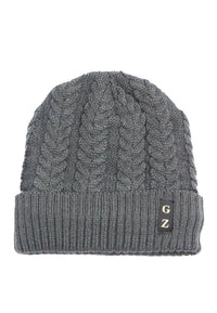 หมวกไหมพรมถักลายเปีย บุขนด้านใน H012- Unisex Cable Knit Fleece Lining Knit Beanie Ski Hat