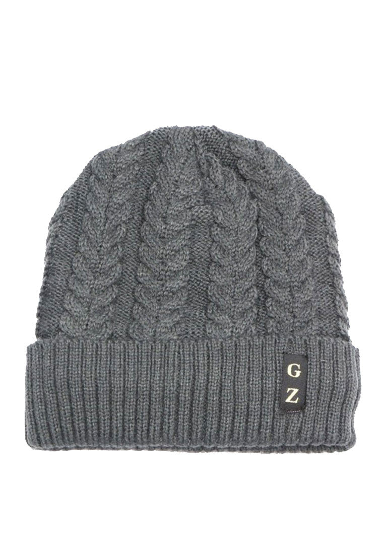 หมวกไหมพรมถักลายเปีย บุขนด้านใน H012- Unisex Cable Knit Fleece Lining Knit Beanie Ski Hat