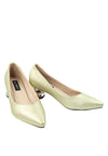 รองเท้าคัตชูหัวแหลม - Golden Chunky Heels Pump Shoes