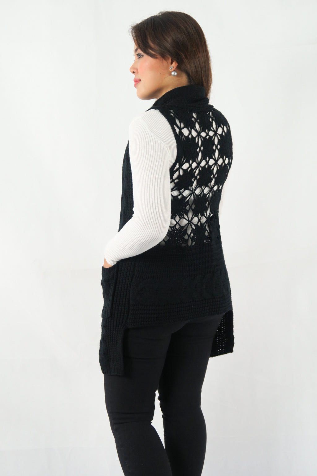 เสื้อคลุมไหมพรม - Open Front Cable Knit Cardigan