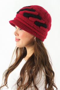 หมวกไหมพรมทอสลับสี - Visor Wool Knit Hat