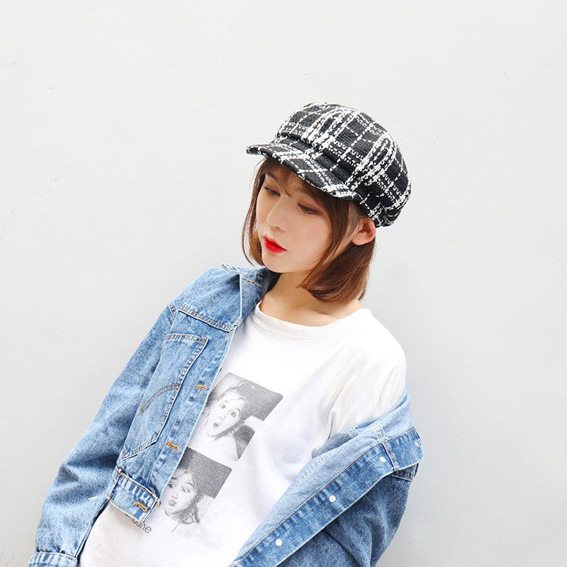 หมวกแฟชั่นผ้าทวีตทรง Cabbie No.203  - Cotton Newsboy Gatsby Apple Cabbie Cap
