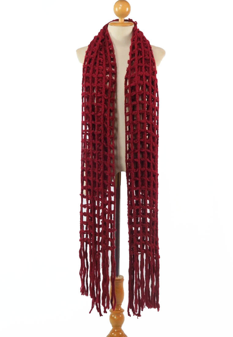 ผ้าพันคอไหมพรมตาข่าย  - Large Cable-Knit Soft Wool Scarf