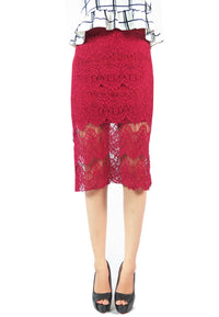 กระโปรงยาวลูกไม้ทรงดินสอ  - Classy Lace Pencil Skirt