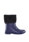 รองเท้าบูทหนังรับเบอร์ กันหิมะกันหนาว แต่งเฟอร์ No.147- Mid Calf Waterproof Rainboots With Fur