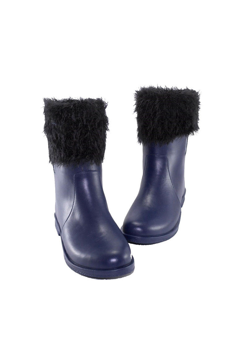 รองเท้าบูทหนังรับเบอร์ กันหิมะกันหนาว แต่งเฟอร์ No.147- Mid Calf Waterproof Rainboots With Fur