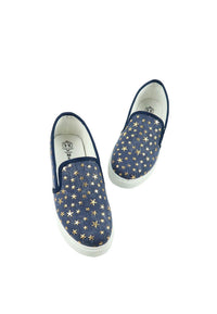 รองเท้าส้นแบนผ้าแคนวาส No.1565 - Gold Star Denim Canvas Flats Shoes
