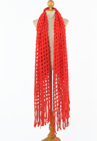 ผ้าพันคอไหมพรมตาข่าย  - Large Cable-Knit Soft Wool Scarf