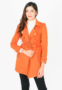 เสื้อโค้ทผ้าวูลกันหนาว  - Double-Breasted Woolen Coat with Belt