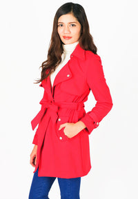 เสื้อโค้ทผ้าวูลกันหนาว  - Double-Breasted Woolen Coat with Belt