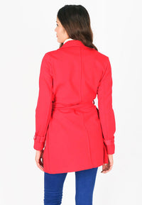 เสื้อโค้ทผ้าวูลกันหนาว  - Double-Breasted Woolen Coat with Belt