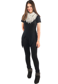 ผ้าพันคอทรงกลมอินฟินิตี้ - Warm Knit Infinity Scarf With Tassels