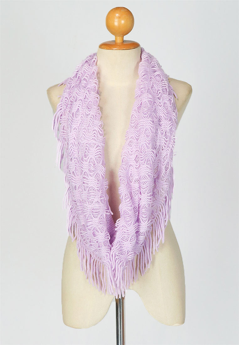 ผ้าพันคอทรงกลมอินฟินิตี้ - Warm Knit Infinity Scarf With Tassels