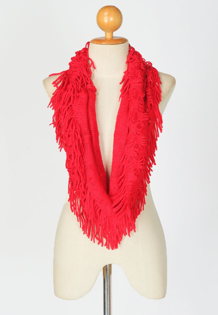 ผ้าพันคอทรงกลมอินฟินิตี้ - Warm Knit Infinity Scarf With Tassels
